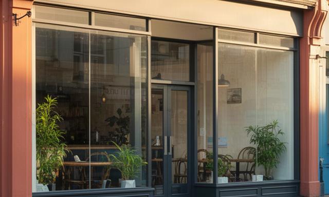 Newcastle cafe frontage with large street-facing windows ready for a pre-opening commercial clean